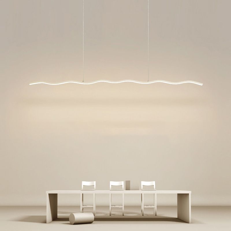 Arisha Wave Linear Pendant Light, Black/White - Lamp Copper