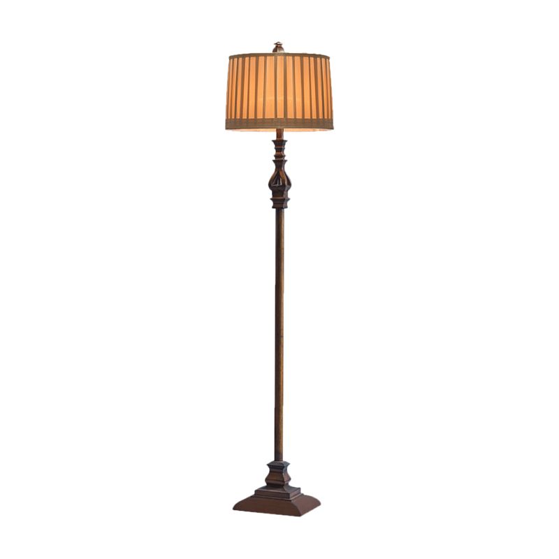 Eryn Vintage Resin/Fabric Standing Floor Lamp, Brown - Lamp Copper