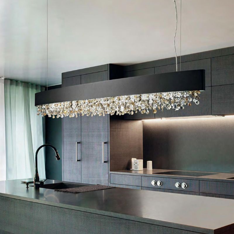 Kristy Modern Crystal Pendant Light Black/White/Brown/Gold - Lamp Copper