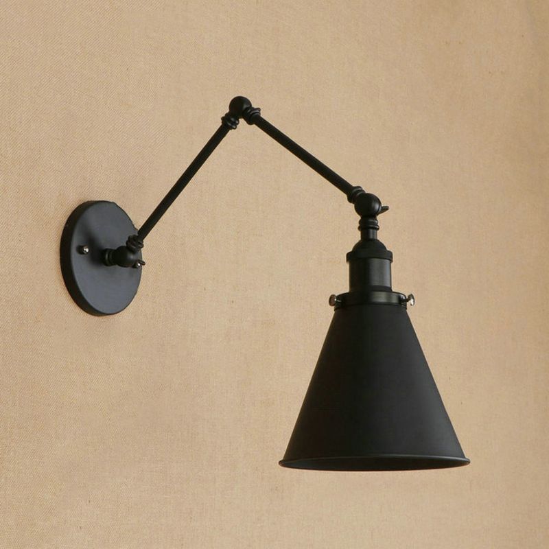 Zynar Vintage Adjustable Wall Lamp, Metal, Black/Rust, Living Room - Lamp Copper