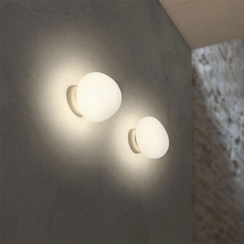 Valentina Design Geometric Glass Vanity Wall Light, White - Lamp Copper