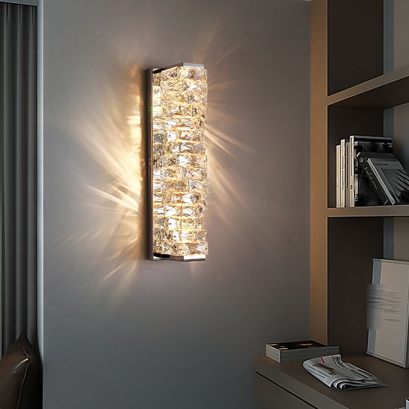 Kristy Modern Rectangular Vanity Metal Crystal LED Wall Lamp - Lamp Copper