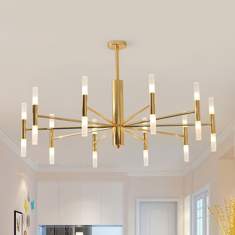 Kristy Modern Cylindrical Metal Chandelier, Gold - Lamp Copper