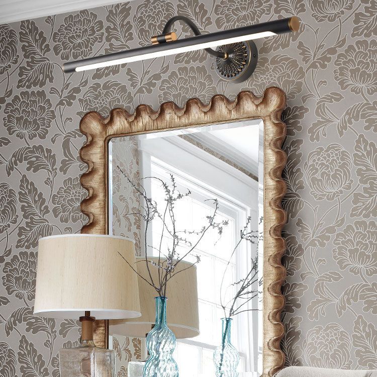 Tiffany Black Adjustable Reading Spotlight Wall Lamp, Metal/Wood - Lamp Copper