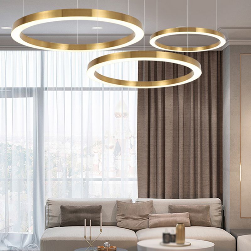 Arisha Modern Ring Metal Pendant Light, Gold - Lamp Copper
