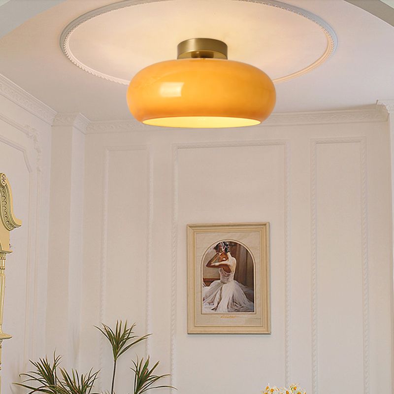 Charlotte Glass Flush Mount Ceiling Light - Lamp Copper