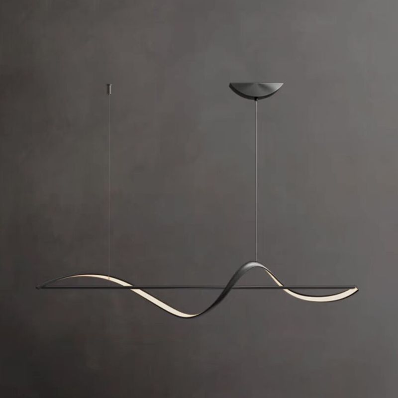 Zelin Pendant Light Wave Minimalist Designer, Metal, Brass/Black - Lamp Copper
