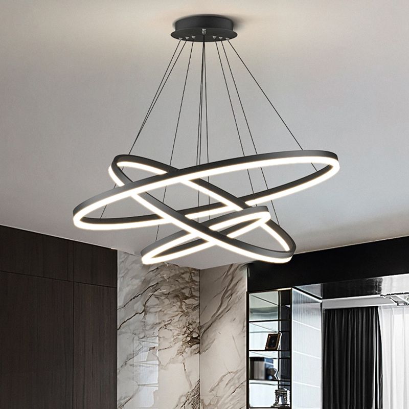 Arisha 3-Rings Black Black Modern Pendant Light - Lamp Copper