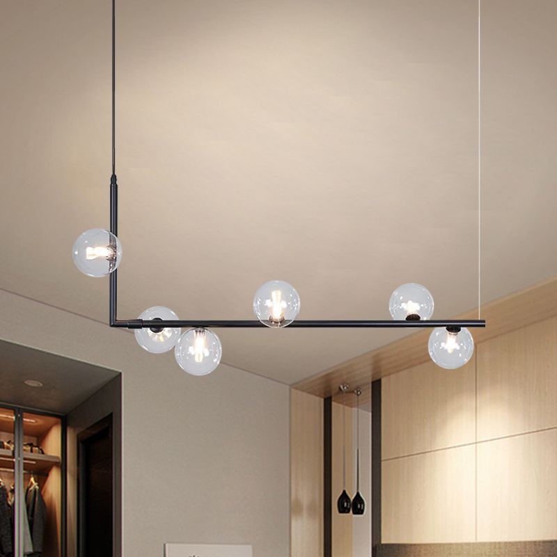 Valentina Minimalist Linear Pendant Light, Black & Gold, 6/8 Heads - Lamp Copper