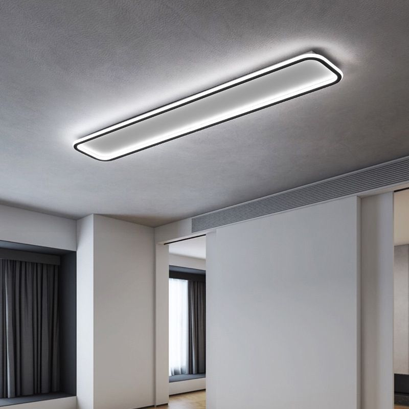 Arisha Minimalist Flush Mount Black Frame Rectangular Ceiling Light - Lamp Copper