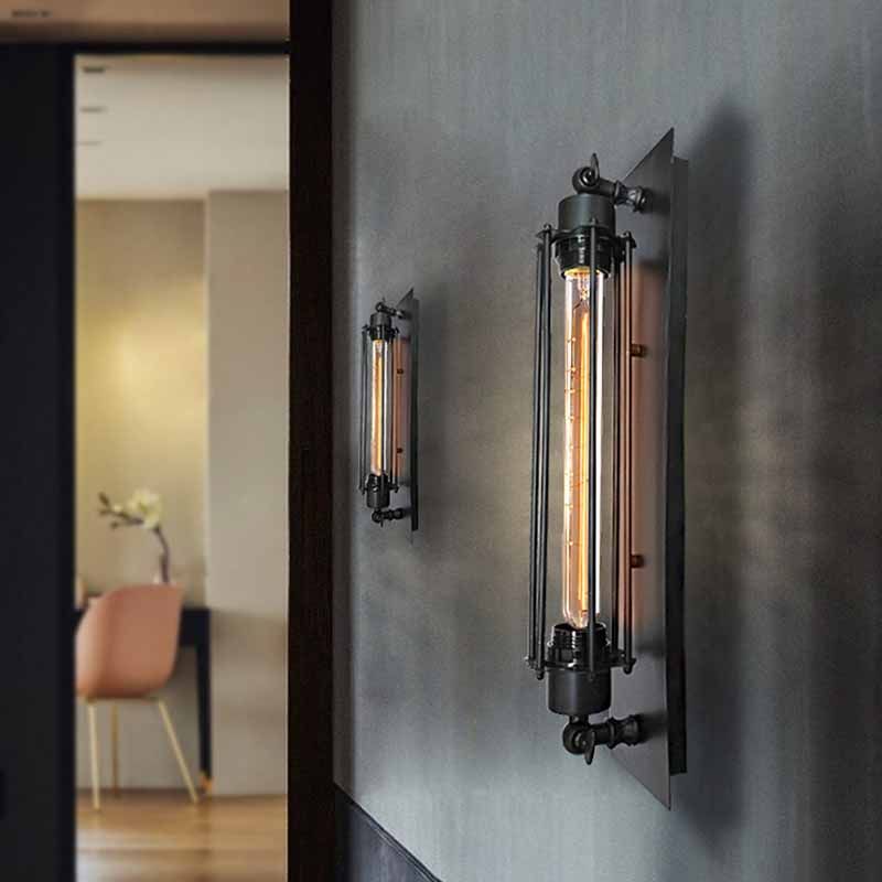 Tronel Vintage Cylinder Metal Wall Lamp, Black/Red/Silver/Gold - Lamp Copper