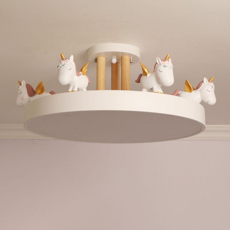 Arisha Modern Round Unicorn Semi-Flush Mount Ceiling Light - Lamp Copper
