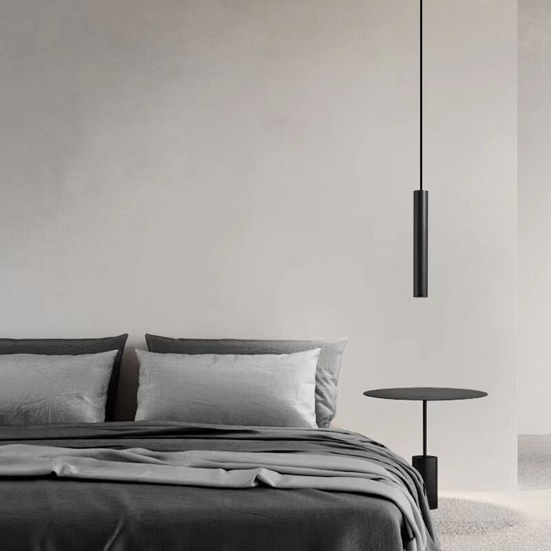 Arisha Minimalist Cylinder Black Pendant Light - Lamp Copper