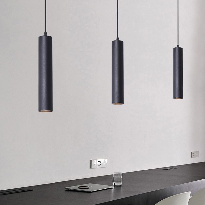 Yore Modern Cylinder Shape Linear Pendant Light Black Metal - Lamp Copper