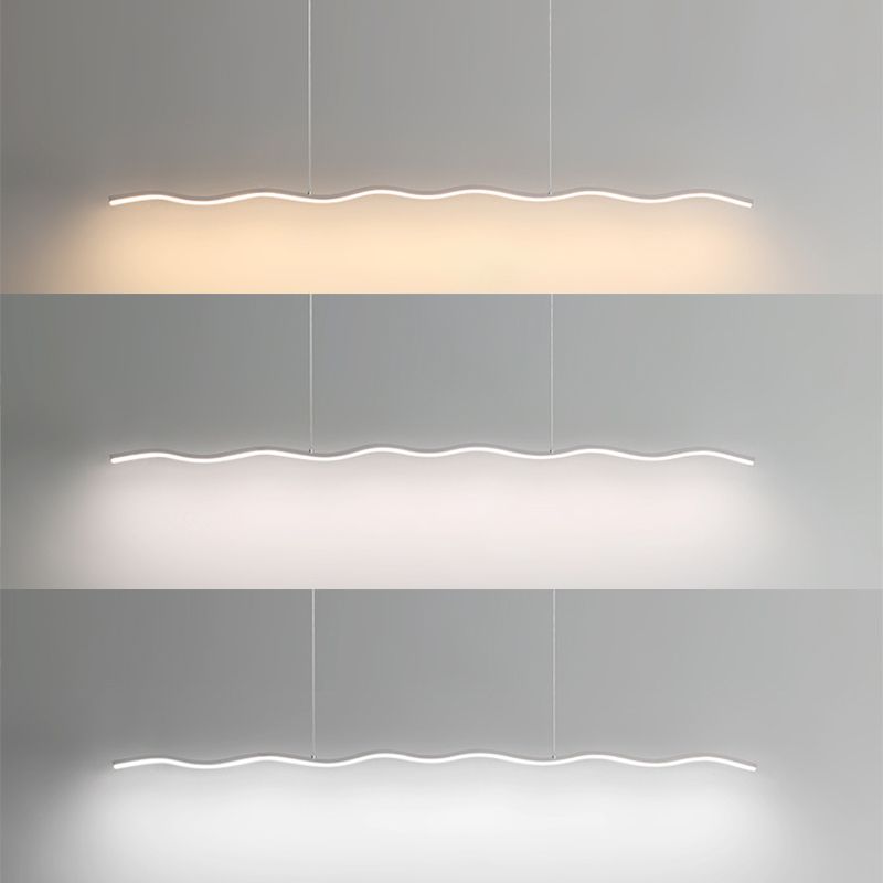 Arisha Wave Linear Pendant Light, Black/White - Lamp Copper