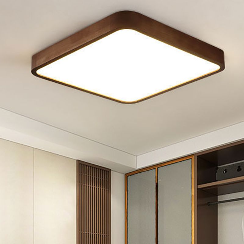 Muto Modern Geometric Walnut LED Flush Mount Ceiling Light - Lamp Copper
