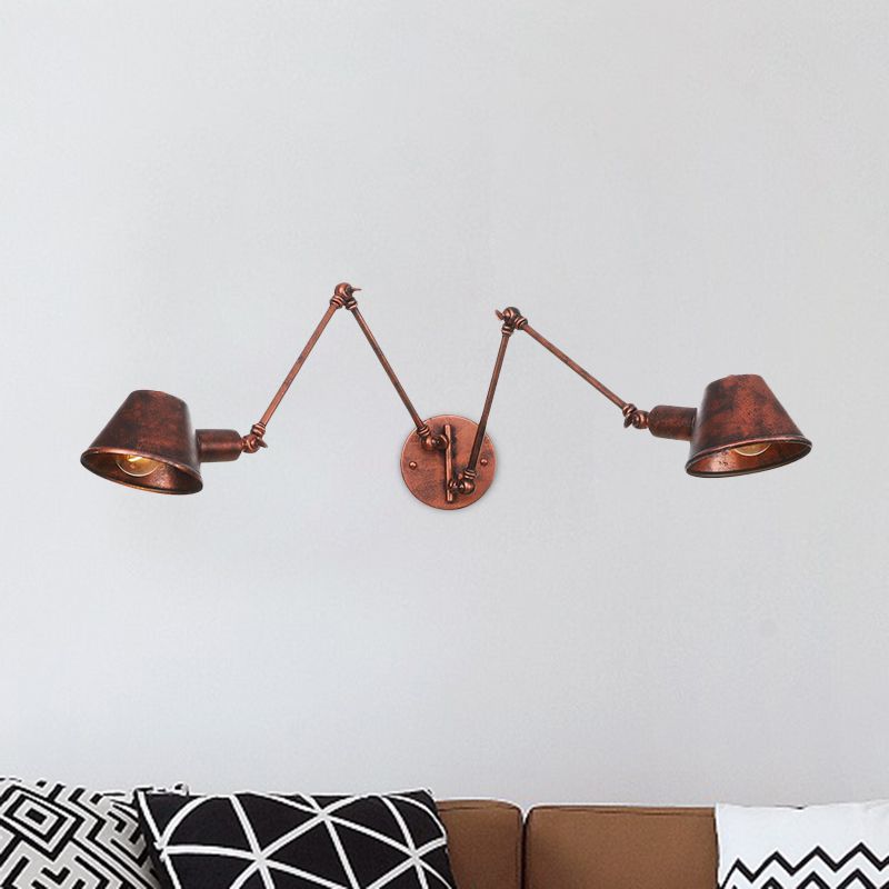 Epoch Vintage Adjustable Metal Wall Lamp, Black/Rust, Bedroom - Lamp Copper