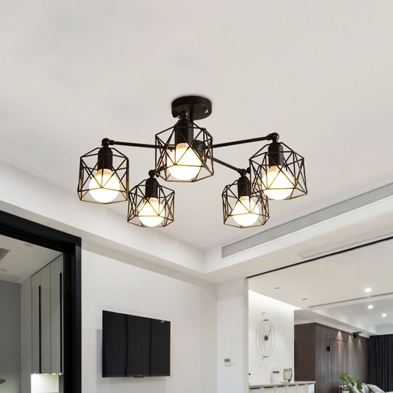 Arisha Black Semi-Flush Mount Ceiling Light - Lamp Copper