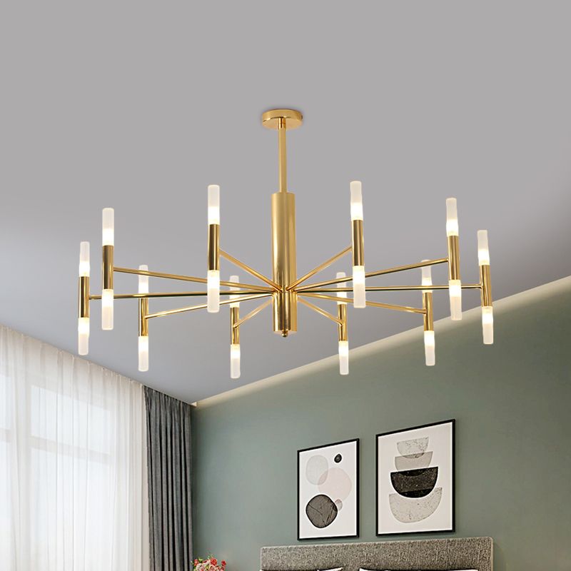 Kristy Modern Cylindrical Metal Chandelier, Gold - Lamp Copper