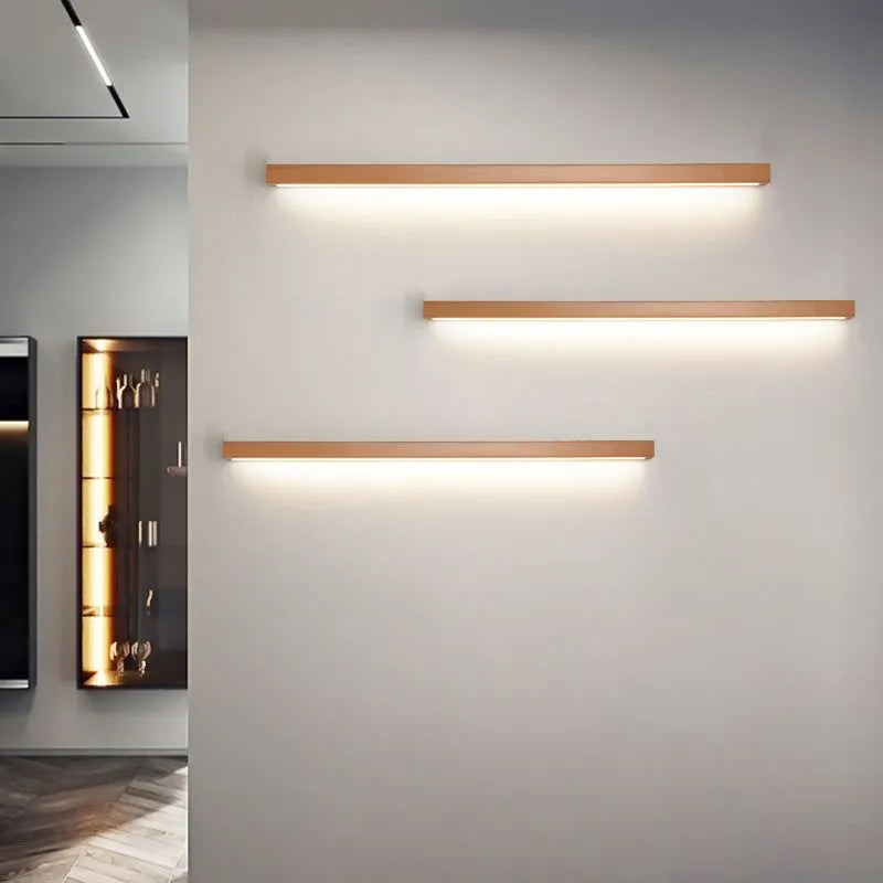 Muto Linear Mirror Wooden Front Vanity Wall Lamp - Lamp Copper