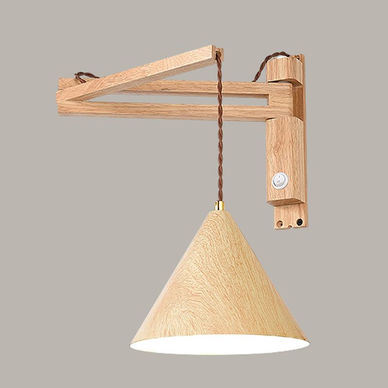 Muto Adjustable Wall Lamp, Wood/Metal, 2 Color, Living Room - Lamp Copper