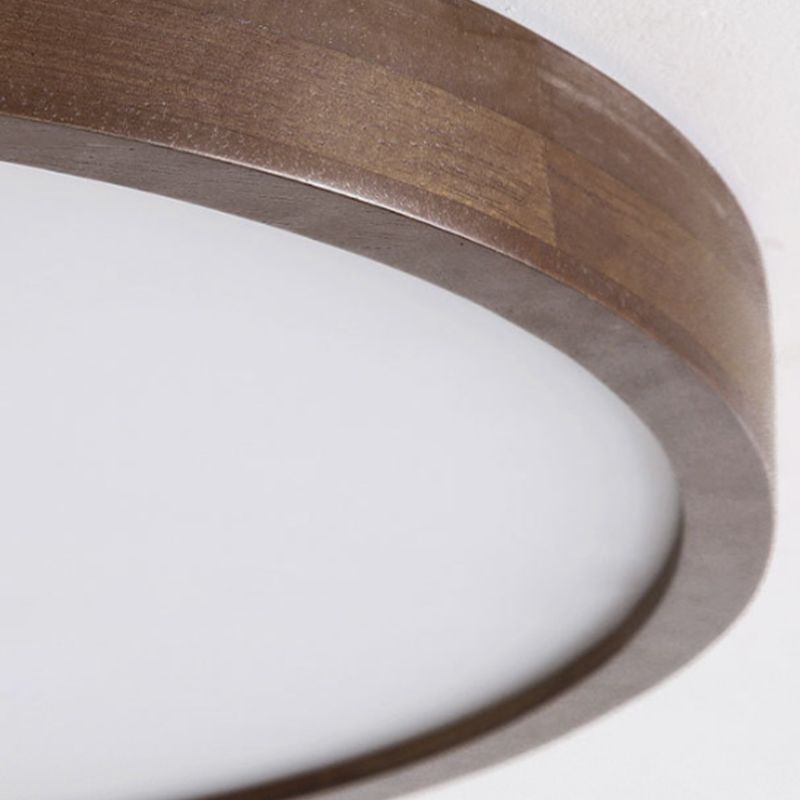 Muto Modern Geometric Walnut LED Flush Mount Ceiling Light - Lamp Copper
