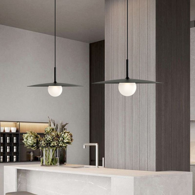 Arisha Modern Dish-shaped Metal Pendant Light, Black/White/Grey - Lamp Copper