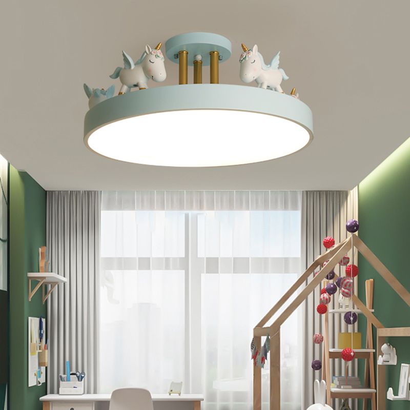 Arisha Modern Round Unicorn Semi-Flush Mount Ceiling Light - Lamp Copper