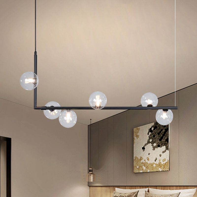 Valentina Minimalist Linear Pendant Light, Black & Gold, 6/8 Heads - Lamp Copper