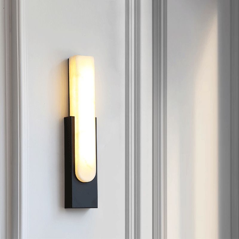 Arisha Modern Rectangular Stone Metal Wall Lamp - Lamp Copper