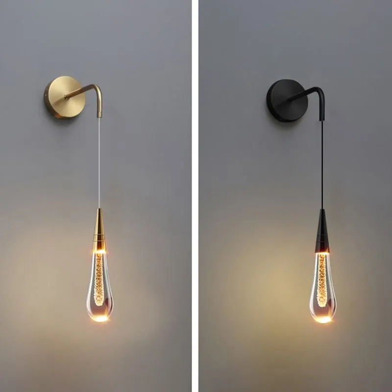 Kristy Modern Water Drop Wall Lamp, Black/Gold - Lamp Copper