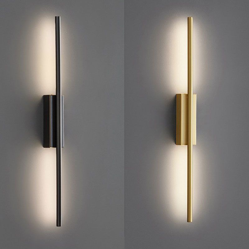 Arisha Modern Linear Metal&Acrylic Bedroom Wall Lamp, Black/Brass - Lamp Copper