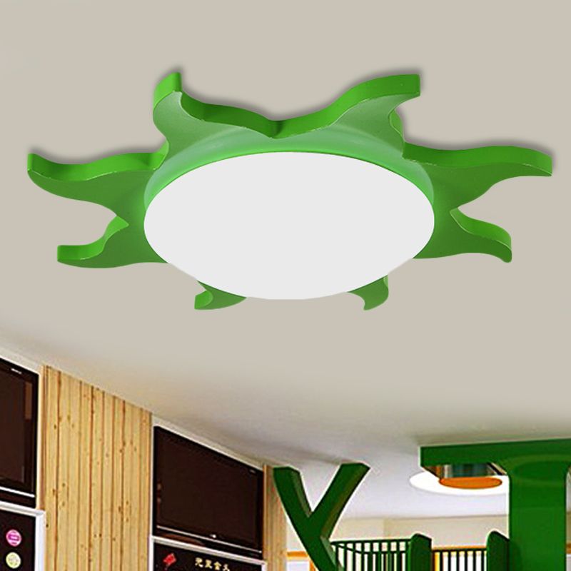 Aria Modern Sun Round Flush Mount Ceiling Light, Red/Yellow/Blue/Green, Bedroom - Lamp Copper