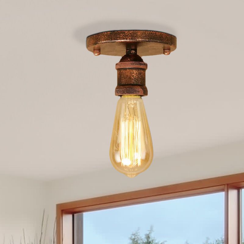 Silva Retro Vintage Bulb Semi-Flush Mount Ceiling Light - Lamp Copper