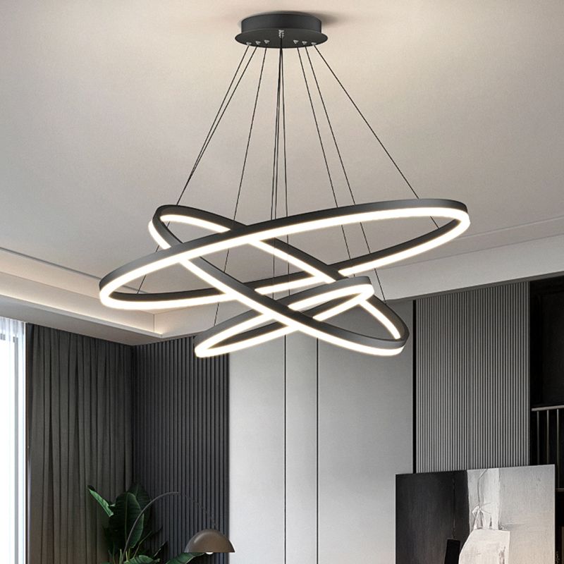 Arisha 3-Rings Black Black Modern Pendant Light - Lamp Copper