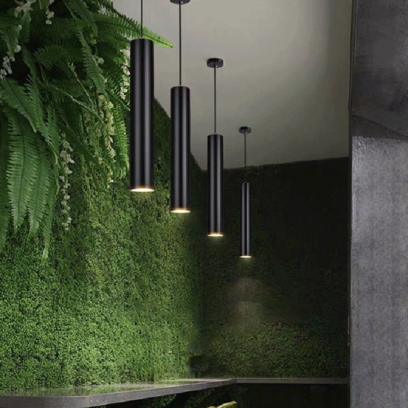 Yore Modern Cylinder Shape Linear Pendant Light Black Metal - Lamp Copper