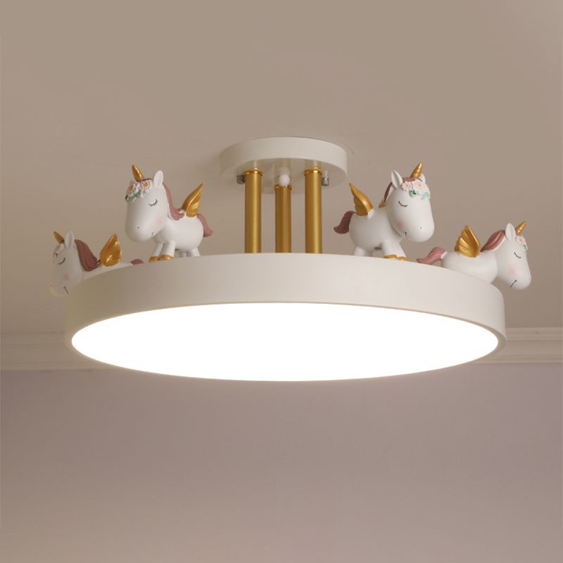 Arisha Modern Round Unicorn Semi-Flush Mount Ceiling Light - Lamp Copper