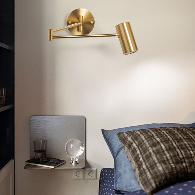 Aria Wall Lamp Cylindrical Adjustable Lamp Pole Metal Brass, Bedroom - Lamp Copper