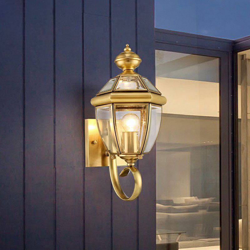 Ray Vintage Lantern Metal Outdoor Wall Lamp, Gold - Lamp Copper