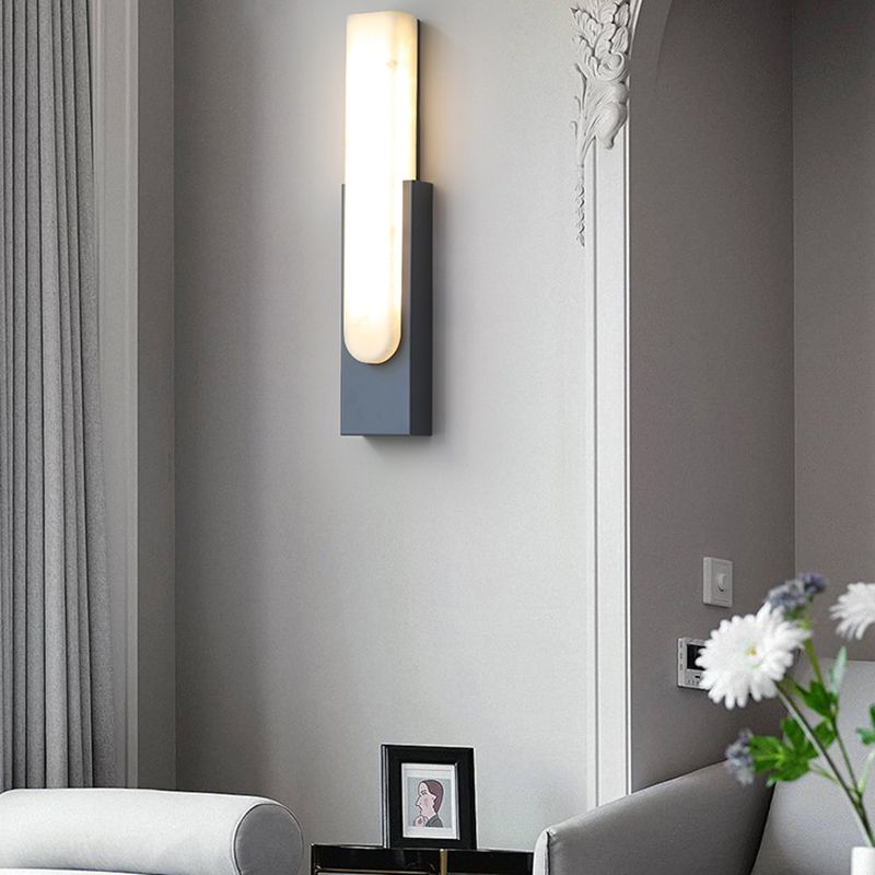 Arisha Modern Rectangular Stone Metal Wall Lamp - Lamp Copper