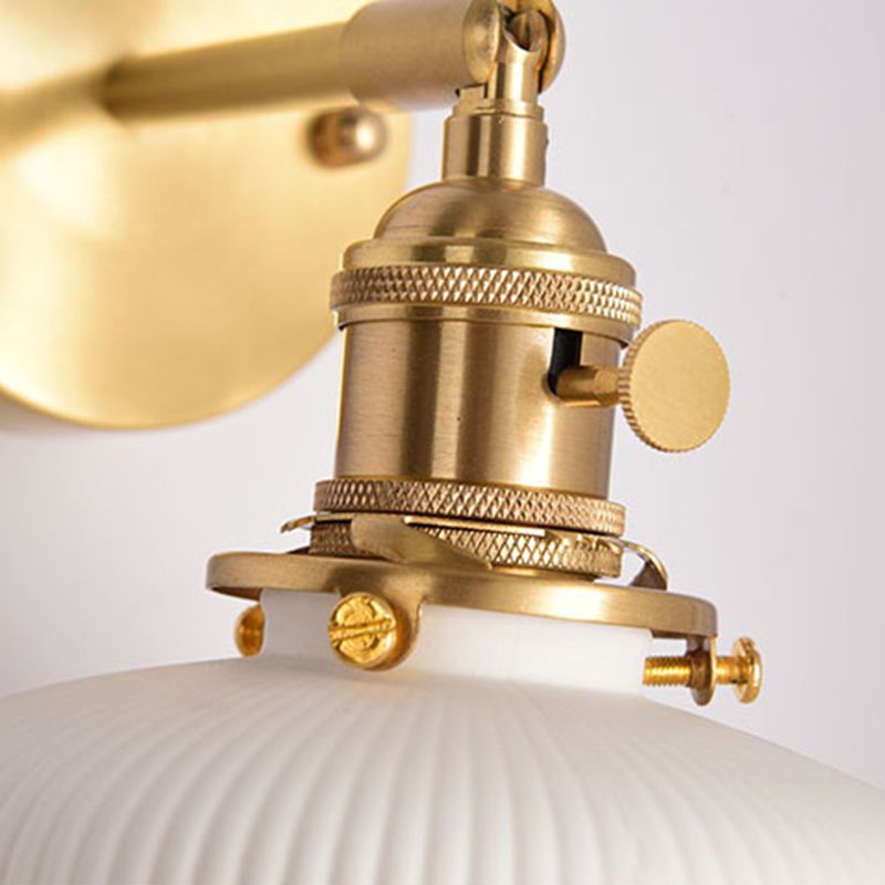 Arisha Vintage Column Ceramic Vanity Light, White, Bedroom - Lamp Copper