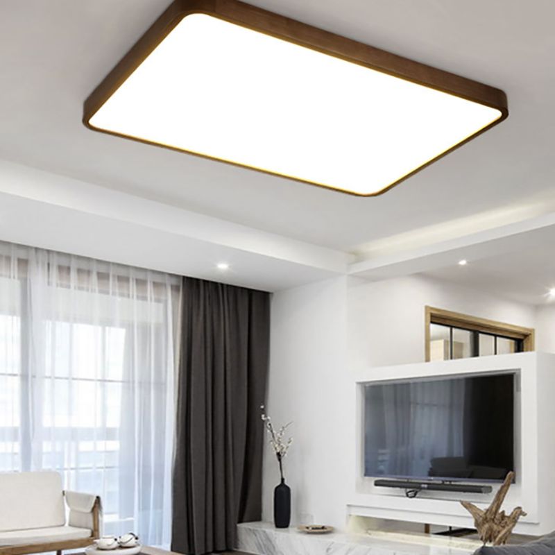 Muto Modern Geometric Walnut LED Flush Mount Ceiling Light - Lamp Copper