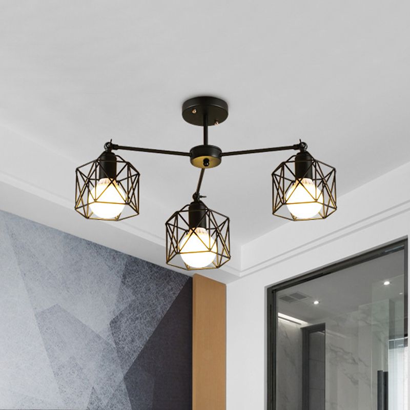 Arisha Black Semi-Flush Mount Ceiling Light - Lamp Copper