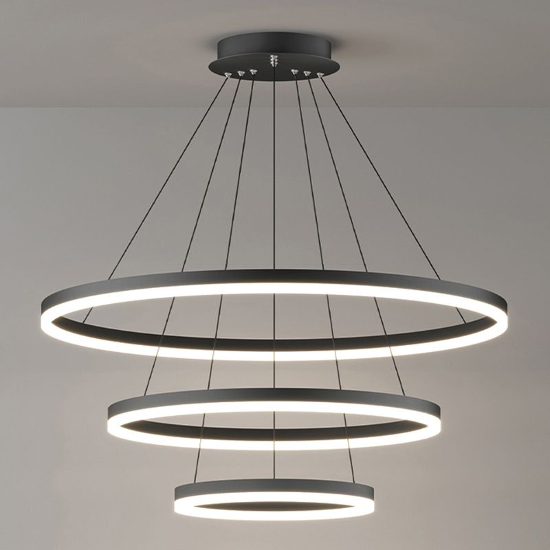 Arisha 3-Rings Black Black Modern Pendant Light - Lamp Copper