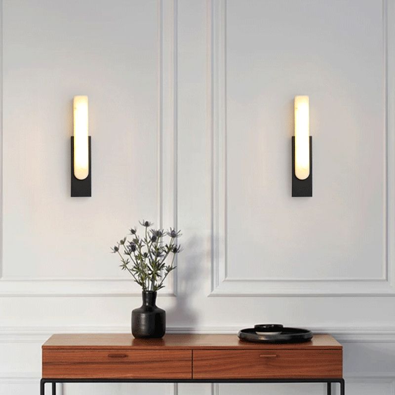 Arisha Modern Rectangular Stone Metal Wall Lamp - Lamp Copper