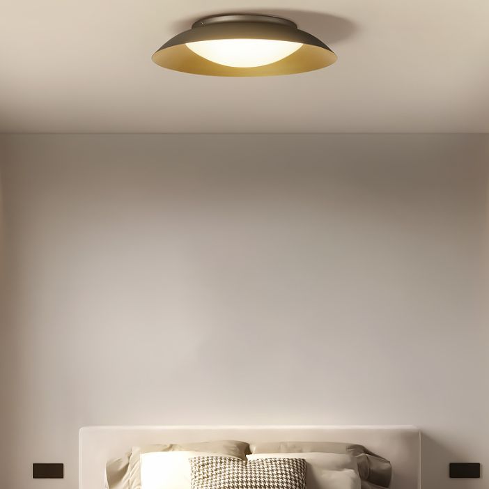 Arisha Round Metal Flush Mount Ceiling Light, Brass - Lamp Copper