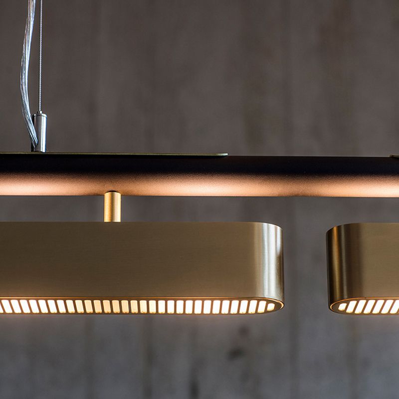 Arisha Pendant Light Rectangular Modern, Metal, Black/Brass, Office - Lamp Copper