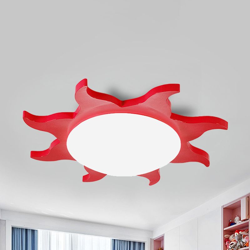 Aria Modern Sun Round Flush Mount Ceiling Light, Red/Yellow/Blue/Green, Bedroom - Lamp Copper