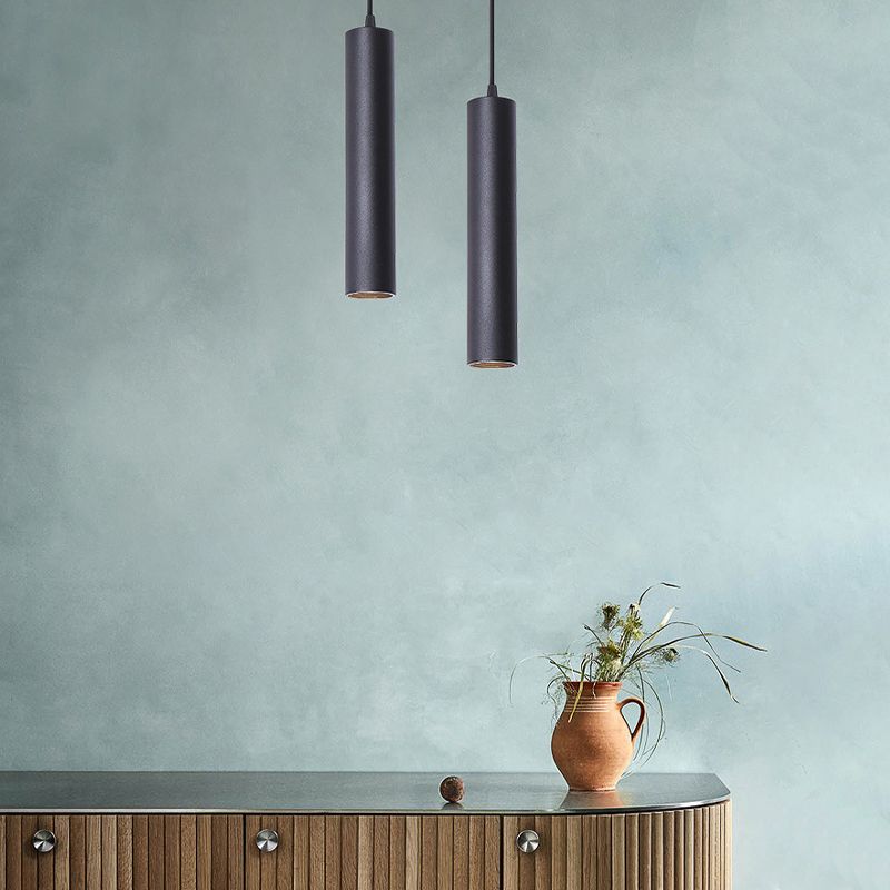 Yore Modern Cylinder Shape Linear Pendant Light Black Metal - Lamp Copper