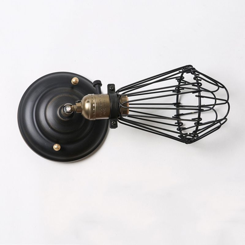 Alessio Industrial Lantern Shaped Metal Wall Lamp, Black/Rust - Lamp Copper